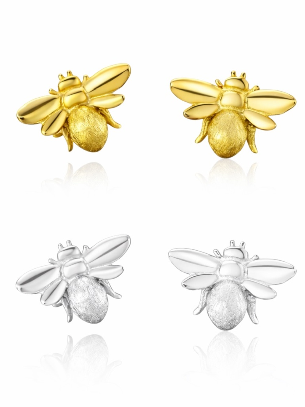 Artisan Made Textured Dainty Bee Earrings